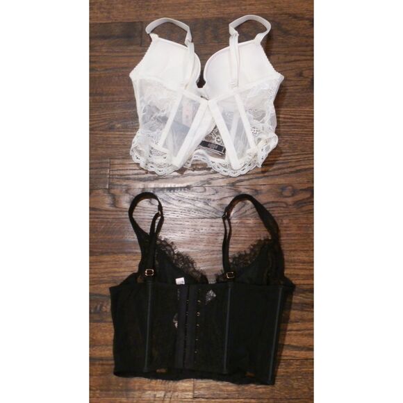 Victoria's Secret White Black Corset Bra Women's Size XS/32A Lot of 2 - Picture 2 of 2